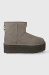 Замшеві чоботи UGG Classic Mini Platform колір сірий 1134991