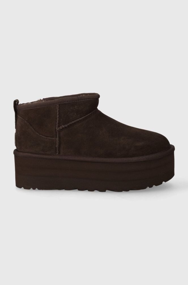 Замшеві чоботи UGG Classic Ultra Mini Platform колір коричневий 1135092