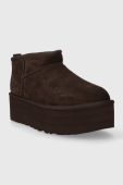 Замшеві чоботи UGG Classic Ultra Mini Platform колір коричневий 1135092