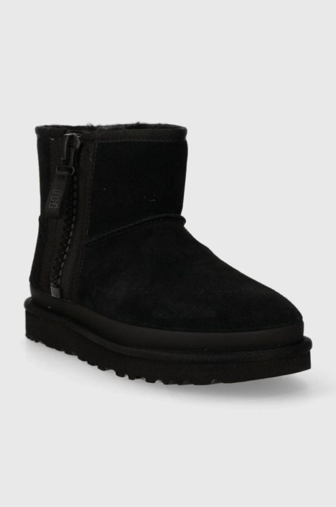 Замшеві чоботи UGG Classic Mini Zipper Tape Logo колір чорний 1144034 фото 2