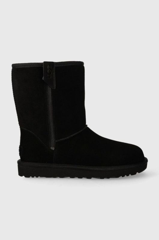 Замшеві чоботи UGG Classic Short Bailey Zip колір чорний 1144043