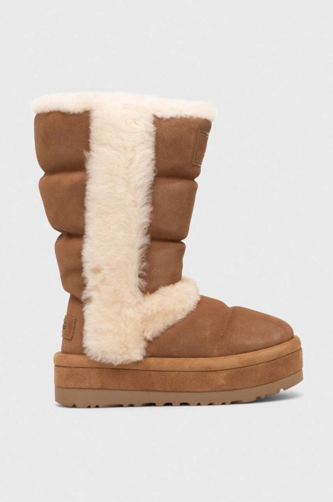 Замшеві чоботи UGG Classic Chillapeak Tall колір коричневий 1145990 (3640362)