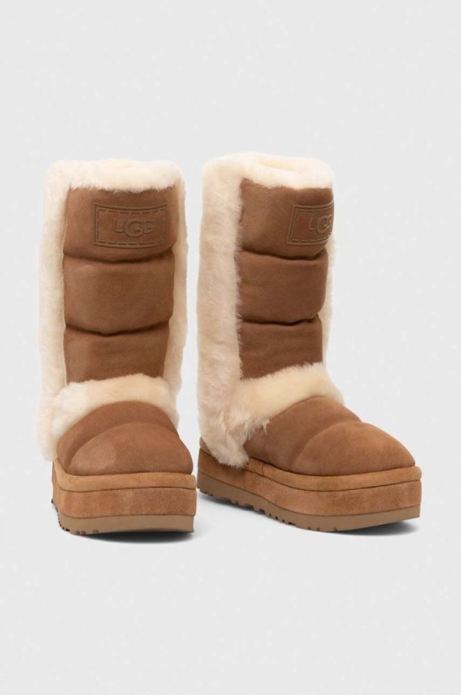Замшеві чоботи UGG Classic Chillapeak Tall колір коричневий 1145990 (3640362) фото 2
