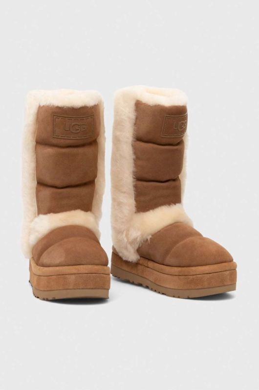 Замшеві чоботи UGG Classic Chillapeak Tall колір коричневий 1145990 (3640362) фото 2