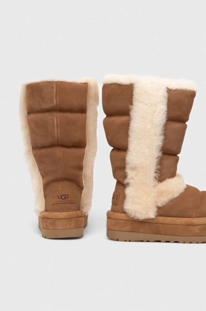 Замшеві чоботи UGG Classic Chillapeak Tall колір коричневий 1145990 (3640362) фото 3