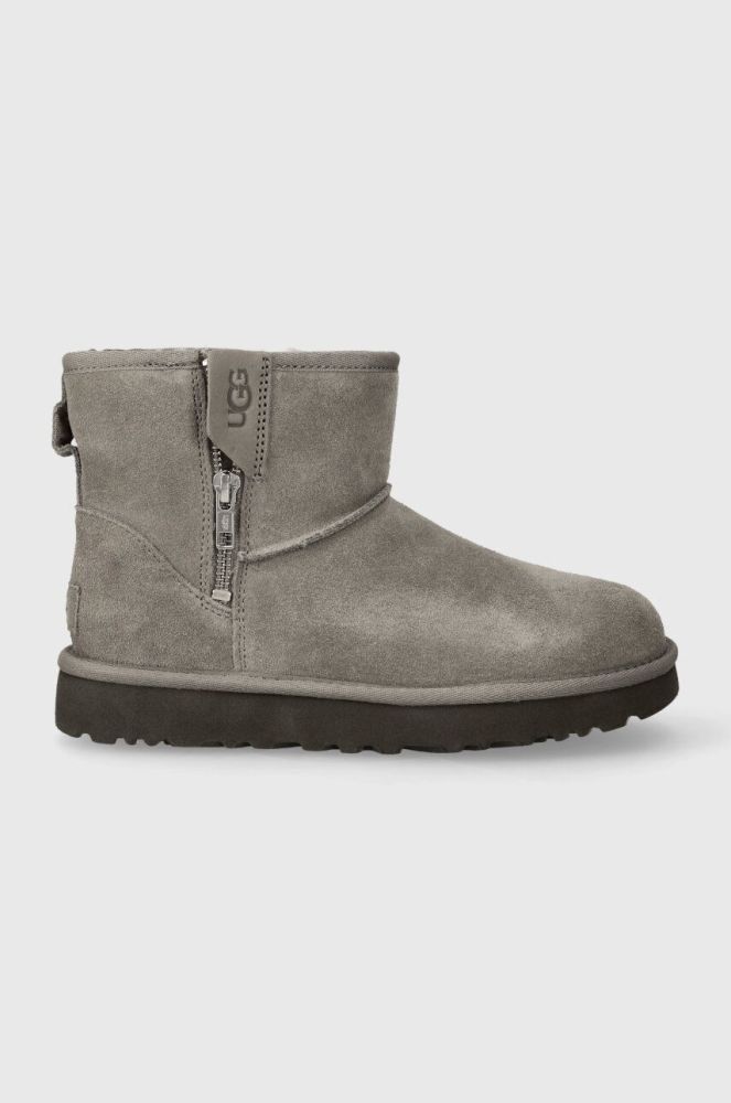 Замшеві чоботи UGG Classic Mini Bailey Zip колір сірий 1151230