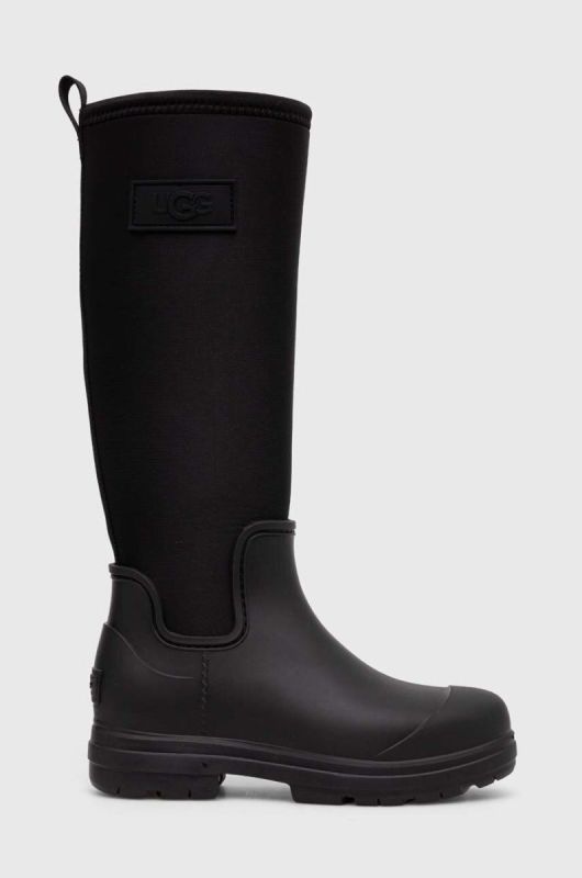 Чоботи UGG Droplet Tall жіночі колір чорний на плоскому ходу злегка утеплена 1151350