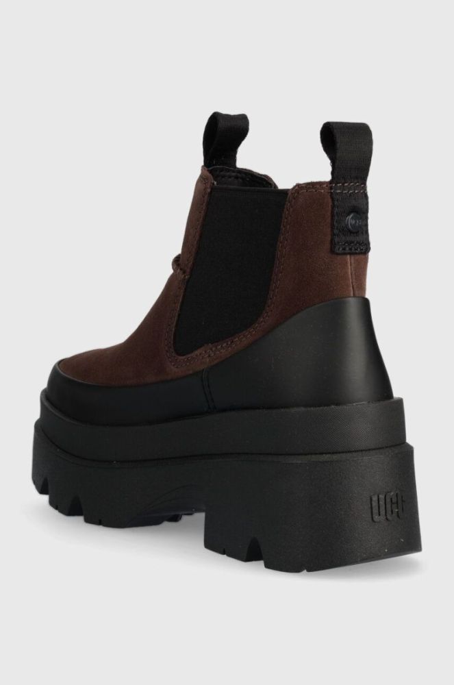 Замшеві черевики UGG Brisbane Chelsea жіночі колір коричневий на платформі злегка утеплена 1151530 фото 3