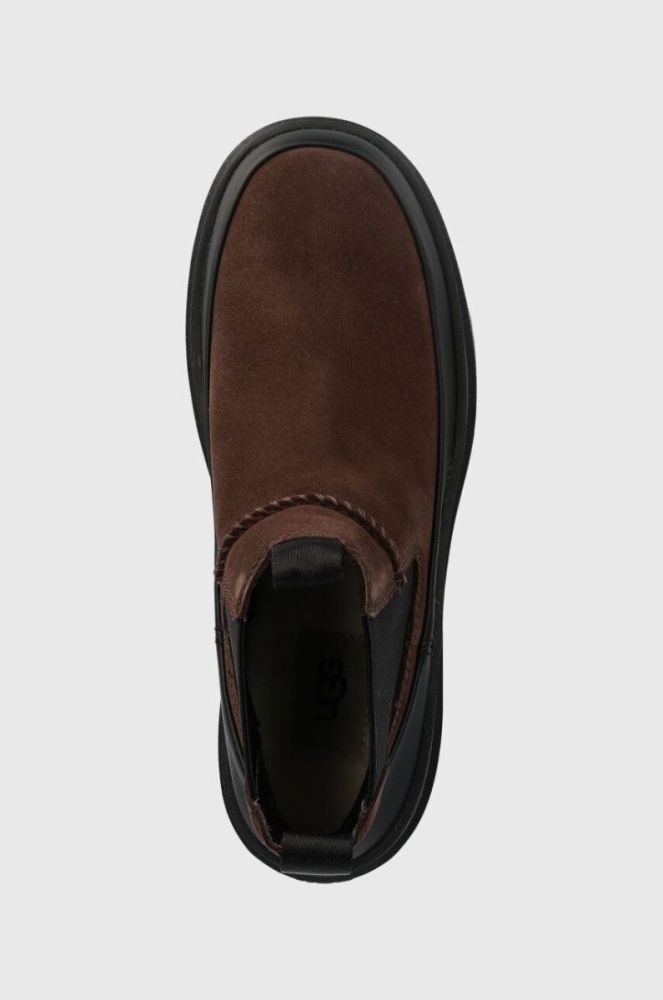 Замшеві черевики UGG Brisbane Chelsea жіночі колір коричневий на платформі злегка утеплена 1151530 фото 4