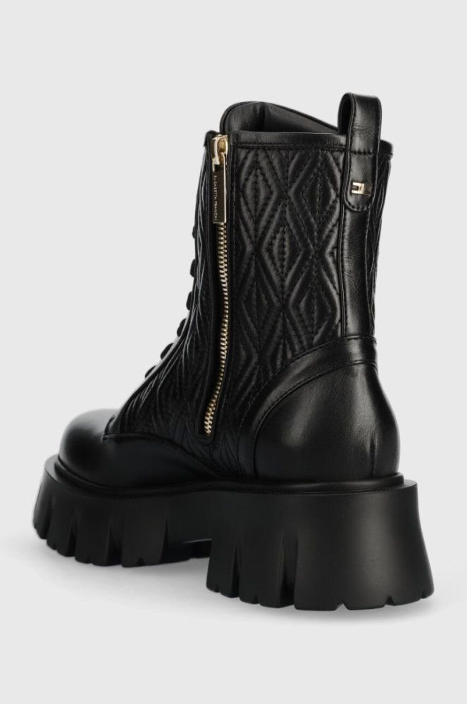Шкіряні черевики Elisabetta Franchi жіночі колір чорний на плоскому ходу SA24B36E2 фото 3