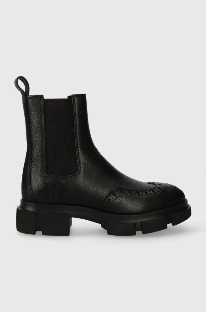 Шкіряні черевики Copenhagen жіночі колір чорний на платформі CPH562 grainy vitello