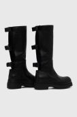Шкіряні чоботи Red Valentino жіночі колір чорний на плоскому ходу 3Q2S0H59GAW
