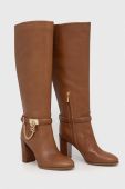Шкіряні чоботи MICHAEL Michael Kors Hamilton жіночі колір коричневий каблук блок 40F3HAHB5L