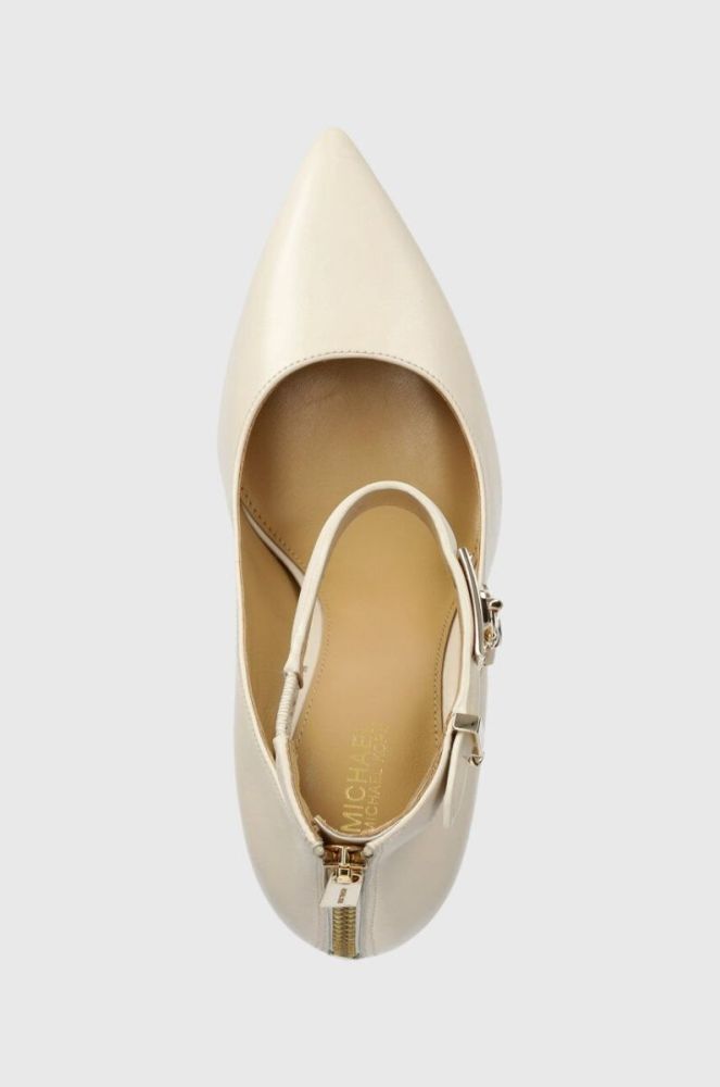 Шкіряні туфлі MICHAEL Michael Kors Hamilton колір бежевий 40F3HAHP1L фото 4