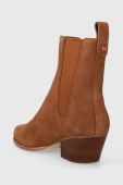 Замшеві черевики MICHAEL Michael Kors Kinlee жіночі колір коричневий каблук блок 40F3KNME5S Замшеві черевики MICHAEL Michael Kors Kinlee жіночі колір коричневий каблук блок 40F3KNME5S