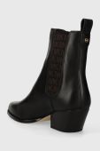 Шкіряні черевики MICHAEL Michael Kors Kinlee жіночі колір чорний каблук блок 40F3KNME6L Шкіряні черевики MICHAEL Michael Kors Kinlee жіночі колір чорний каблук блок 40F3KNME6L
