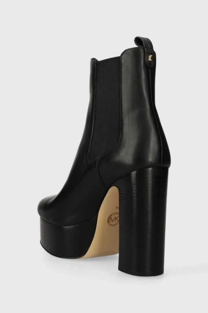 Шкіряні черевики MICHAEL Michael Kors Natasha жіночі колір чорний каблук блок 40F3NAME5L фото 3