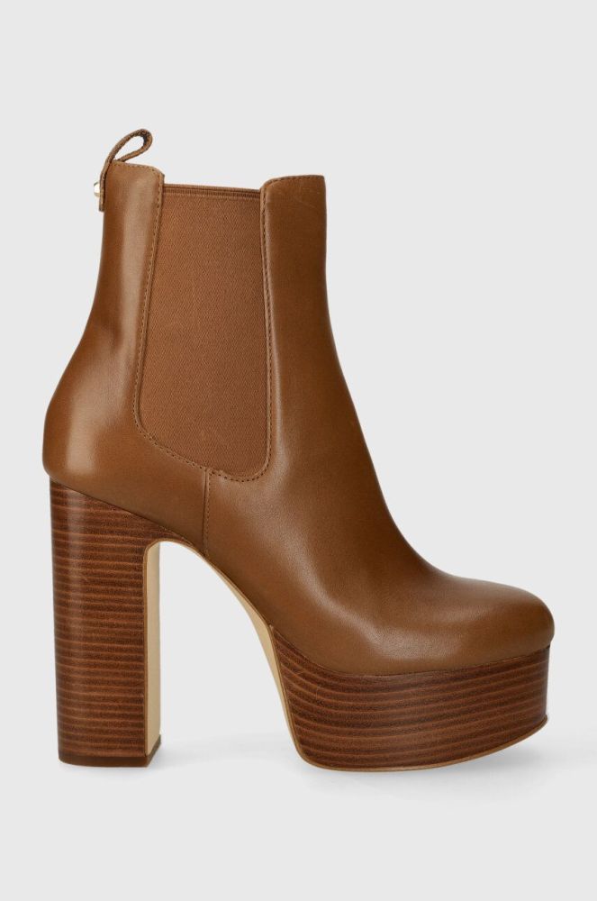 Шкіряні черевики MICHAEL Michael Kors Natasha жіночі колір коричневий каблук блок 40F3NAME5L