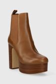 Шкіряні черевики MICHAEL Michael Kors Natasha жіночі колір коричневий каблук блок 40F3NAME5L