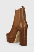 Шкіряні черевики MICHAEL Michael Kors Natasha жіночі колір коричневий каблук блок 40F3NAME5L