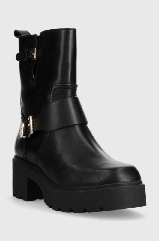 Шкіряні черевики MICHAEL Michael Kors Perry жіночі колір чорний каблук блок 40F3PYME5L фото 2