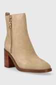 Замшеві черевики MICHAEL Michael Kors Regan жіночі колір бежевий каблук блок 40F3RGME6S
