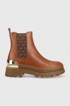 Шкіряні черевики MICHAEL Michael Kors Rowan жіночі колір коричневий на платформі 40F3RWFE7L Шкіряні черевики MICHAEL Michael Kors Rowan жіночі колір коричневий на платформі 40F3RWFE7L