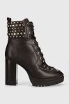 Шкіряні черевики MICHAEL Michael Kors Yvonne жіночі колір коричневий каблук блок 40F3YVHE8L Шкіряні черевики MICHAEL Michael Kors Yvonne жіночі колір коричневий каблук блок 40F3YVHE8L