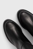 Шкіряні чоботи Alohas Pier жіночі колір чорний на плоскому ходу S00326.253