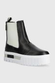 Шкіряні черевики Puma Mayze Chelsea Winter Wns жіночі колір чорний на платформі злегка утеплена Шкіряні черевики Puma Mayze Chelsea Winter Wns жіночі колір чорний на платформі злегка утеплена