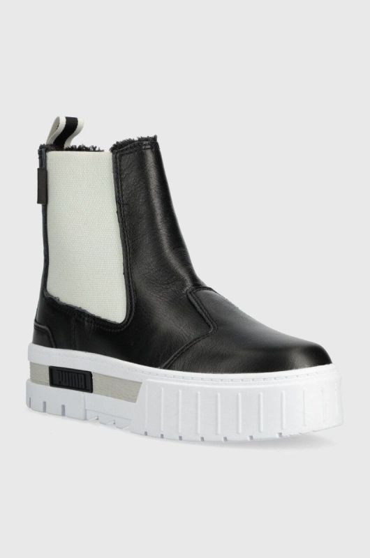 Шкіряні черевики Puma Mayze Chelsea Winter Wns жіночі колір чорний на платформі злегка утеплена фото 2
