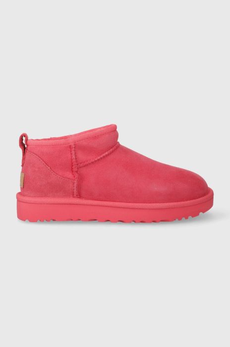 Замшеві чоботи UGG Classic Ultra Mini колір рожевий 1116109
