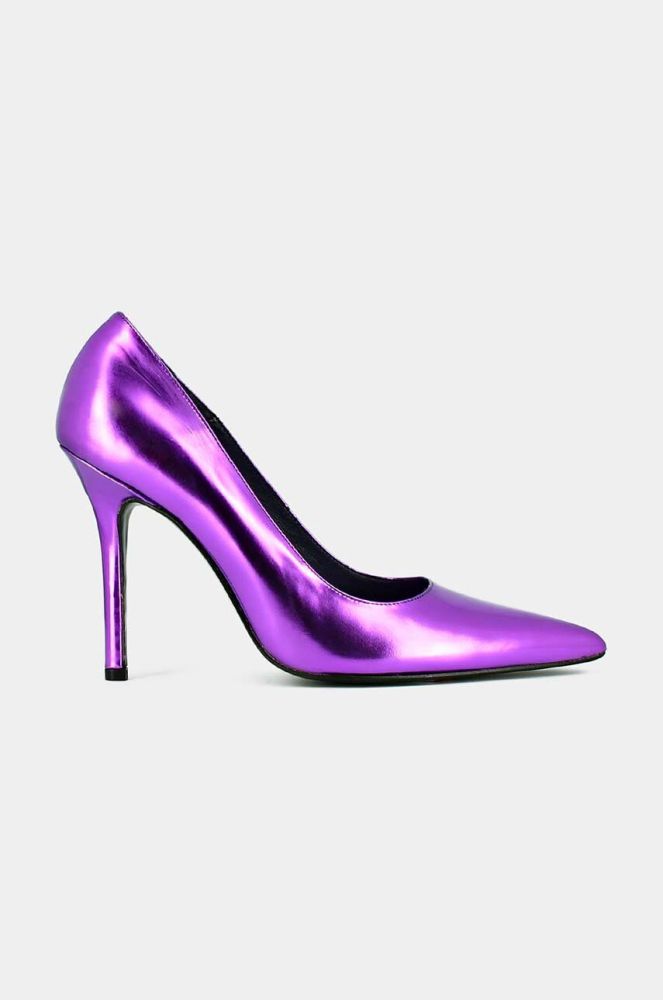 Шкіряні туфлі Jonak DINERA CUIR METALLISE колір фіолетовий 3300238