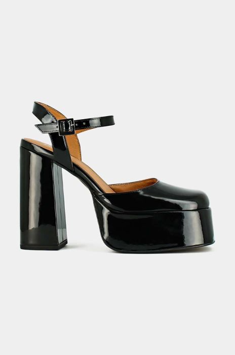 Шкіряні туфлі Jonak BACHELIER VERNIS колір чорний каблук блок відкрита п'ята 3300020