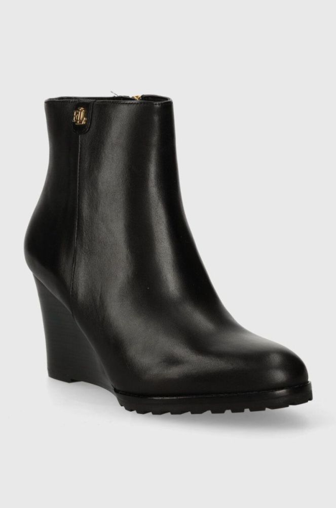 Шкіряні черевики Lauren Ralph Lauren Shaley жіночі колір чорний на танкетці 802810043002 фото 2