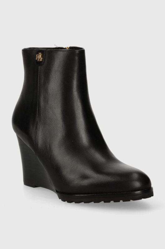 Шкіряні черевики Lauren Ralph Lauren Shaley жіночі колір чорний на танкетці 802810043002 фото 2