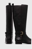 Шкіряні чоботи Lauren Ralph Lauren Blayke жіночі колір чорний на плоскому ходу 802912396001