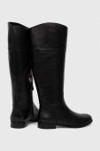 Шкіряні чоботи Lauren Ralph Lauren Justine жіночі колір чорний на плоскому ходу 802915418002