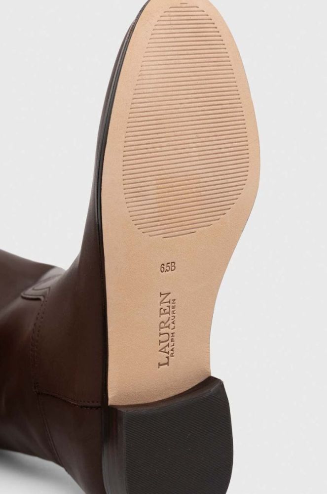 Шкіряні чоботи Lauren Ralph Lauren Justine жіночі колір коричневий на плоскому ходу 802915418003 фото 5