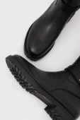 Шкіряні чоботи Lauren Ralph Lauren Hallee жіночі колір чорний на плоскому ходу 802915444001