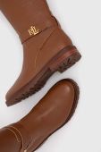 Шкіряні чоботи Lauren Ralph Lauren Hallee жіночі колір коричневий на плоскому ходу 802915444002