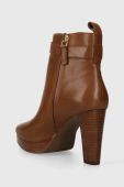 Шкіряні черевики Lauren Ralph Lauren Maisey жіночі колір коричневий каблук блок 802916352002