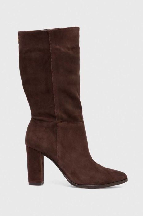 Замшеві черевики Lauren Ralph Lauren Artizan II жіночі колір коричневий каблук блок 802917374002