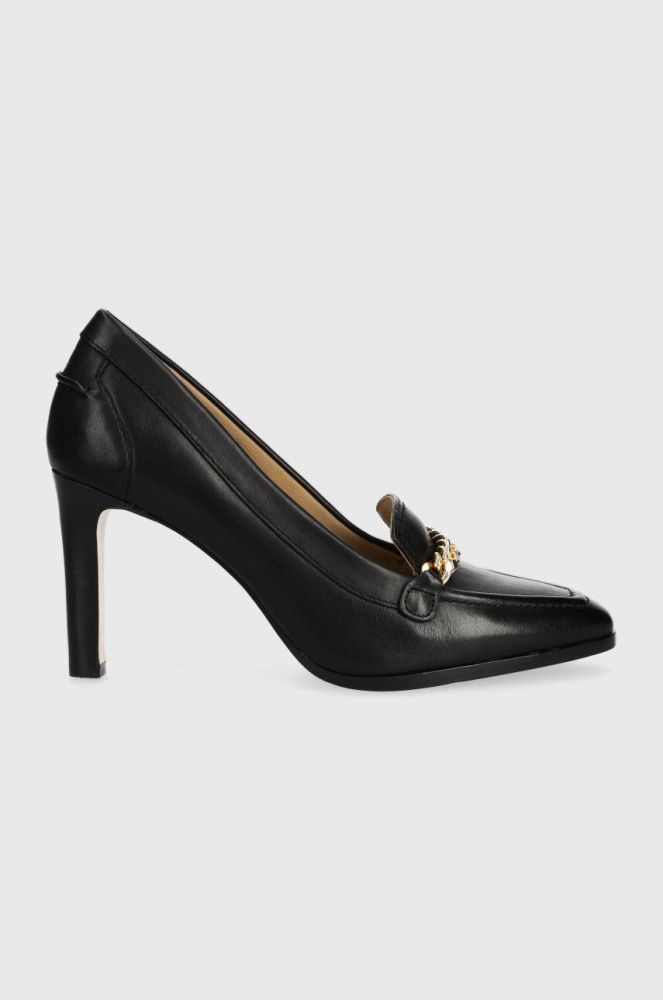 Шкіряні туфлі Lauren Ralph Lauren Colleen колір чорний каблук блок 802922167002