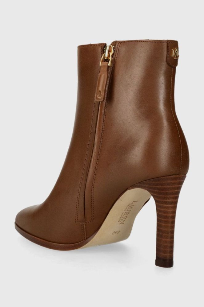 Шкіряні черевики Lauren Ralph Lauren Dylann жіночі колір коричневий на шпильці 802908332002 фото 3