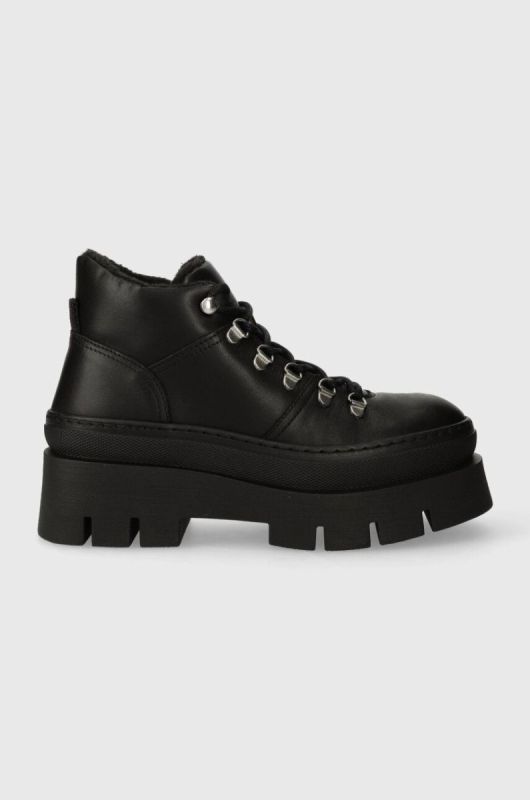 Шкіряні черевики Aldo Tiptop жіночі колір чорний на платформі злегка утеплена 13672324.TIPTOP