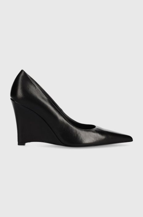 Шкіряні туфлі Pinko Abaco колір чорний на танкетці 102218 A0N9 Z99 Шкіряні туфлі Pinko Abaco колір чорний на танкетці 102218 A0N9 Z99