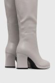 Чоботи Pinko Elgar жіночі колір сірий каблук блок 102316 A1D9 I41