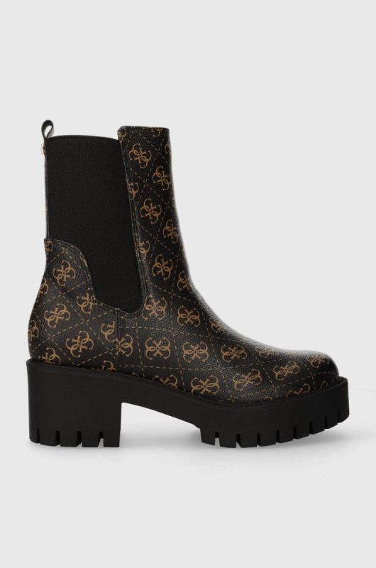 Черевики Guess WARIN жіночі колір коричневий каблук блок FL8WAN FAL10