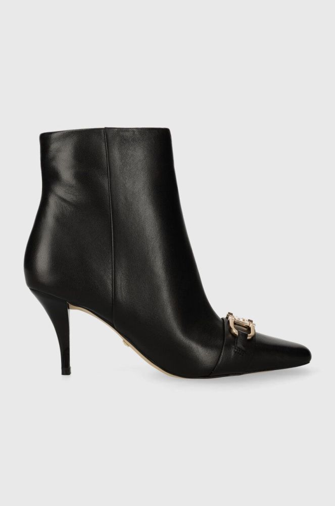 Шкіряні черевики Guess SILENE жіночі колір чорний на шпильці злегка утеплена FL8SIL LEA10